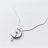 Sterling Silver Cat Charm Pendant Necklaces for Women New Fashion Jewely Small Chokers Necklaces Fine Jewelry