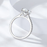 S925 Sterling Silver  2 Carat Oval Moissanite Ring Four-Prong Wedding Ring French Style Engagement Ring