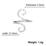 Stainless Steel Large Spiral Ring Women Gold Color Adjustable Finger Rings Minimalist Jewelry Valentine Gift New In