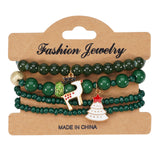 Christmas Bracelet Elastic Rope Bracelet Snowman Snowflake Christmas Tree Santa Deer Hat Pendant Bracelet Gift