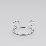 Minimalist Geometric Double line Adjustable Ring Genuine 925 Sterling Silver Trendy Fine Jewelry For Charm Women Bijoux