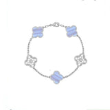 V Gold Four Leaf Grass Five Flower Bracelet Female 18k Rose Gold Red Jade Marrow