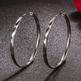 Fashion Silver Earrings  Rhombus Cut-out Hoop Exaggerated Oversized Hoop Ring New Style Earrings for Women