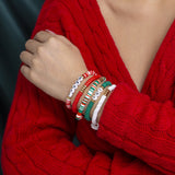 Creative Colorful Letter Christmas Bracelet with Simple Soft Ceramic Beads and Color Contrasting Handmade Set