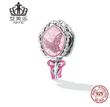 Avele Sterling Silver S925 Princess's Magic Mirror Beaded Bracelet Pink Oil Drop Zircon Beautiful Bow Beads