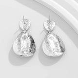 Temperament droplet shaped micro inlaid turquoise pleated earrings with simple geometric texture earrings
