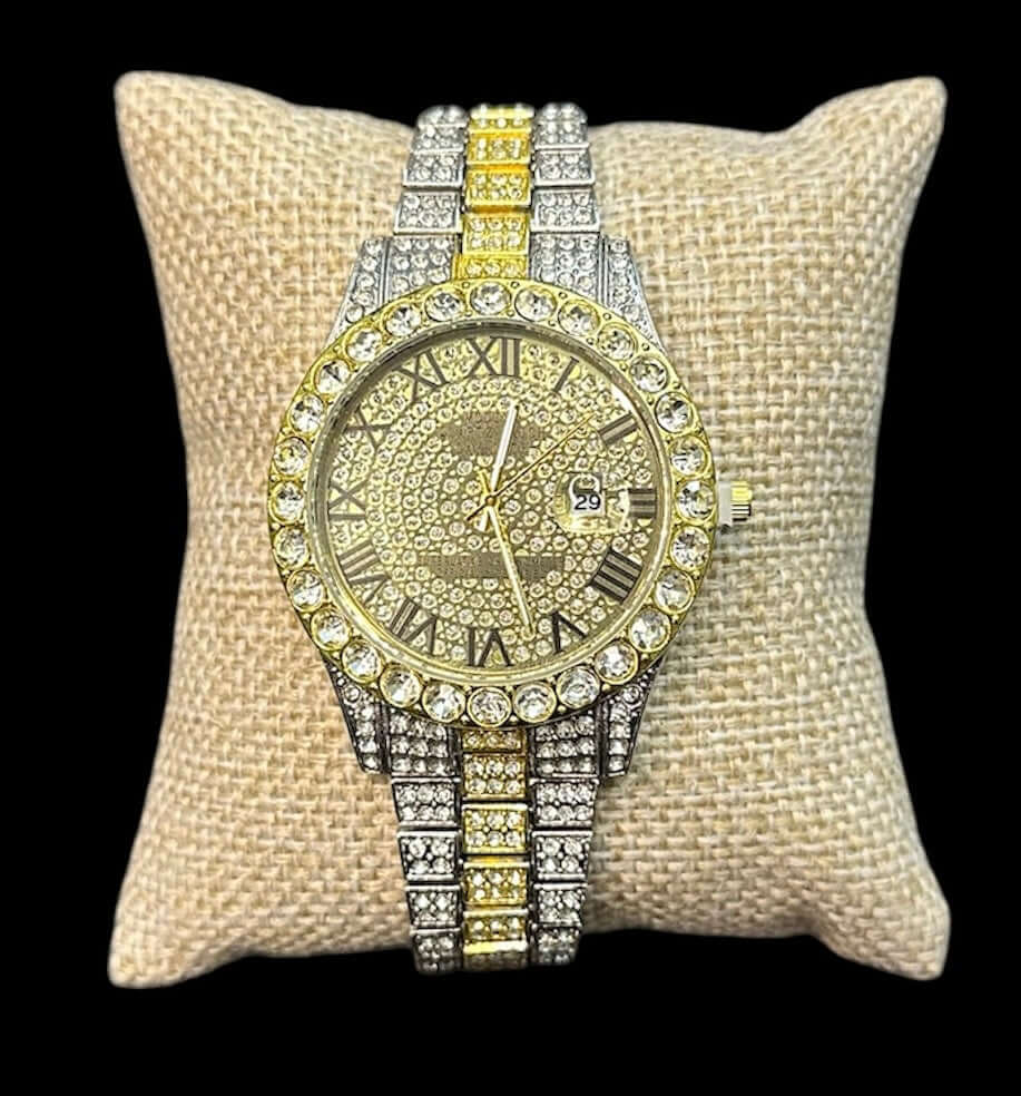Reloj Combinado Zirconias Dorado All In Men Joyeria