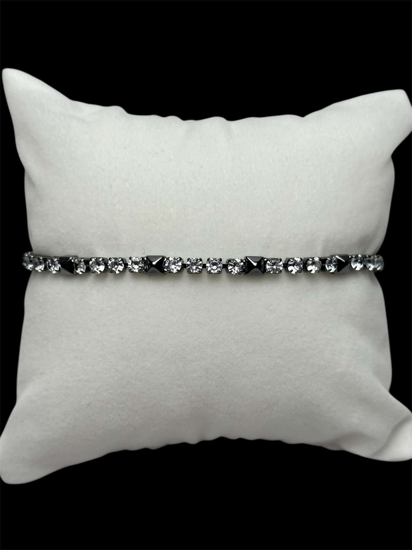 Pulsera Tenis 3 mm Plata Negra Cuadrado All In Men Joyeria