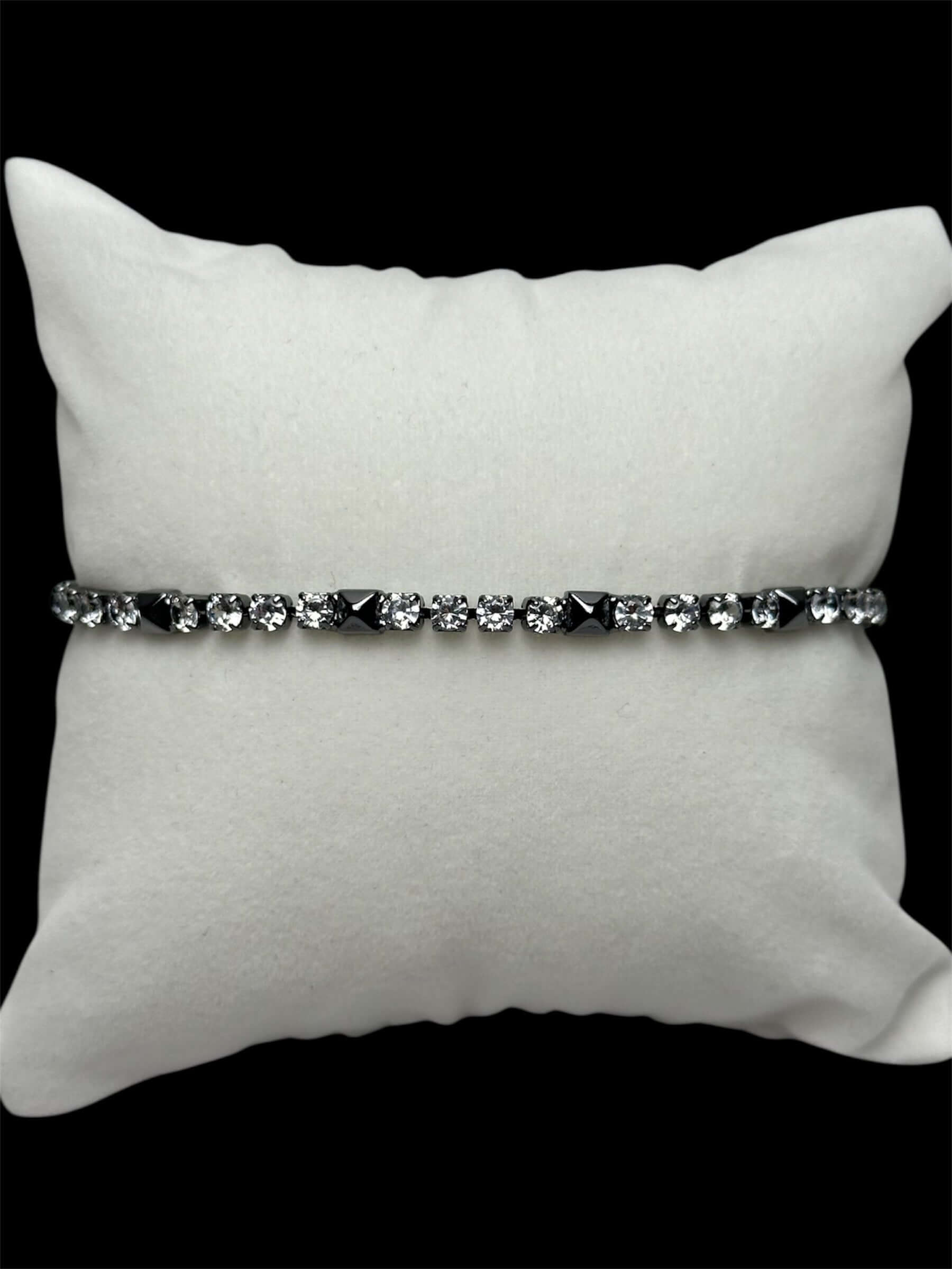 Pulsera Tenis 3 mm Plata Negra Cuadrado All In Men Joyeria