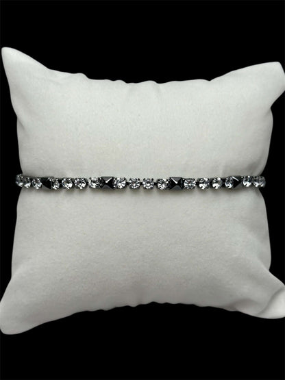 Pulsera Tenis 3 mm Plata Negra Cuadrado All In Men Joyeria