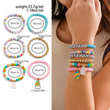 Easter soft ceramic letter bracelet set with colorful love rabbit Bracelet bracelet