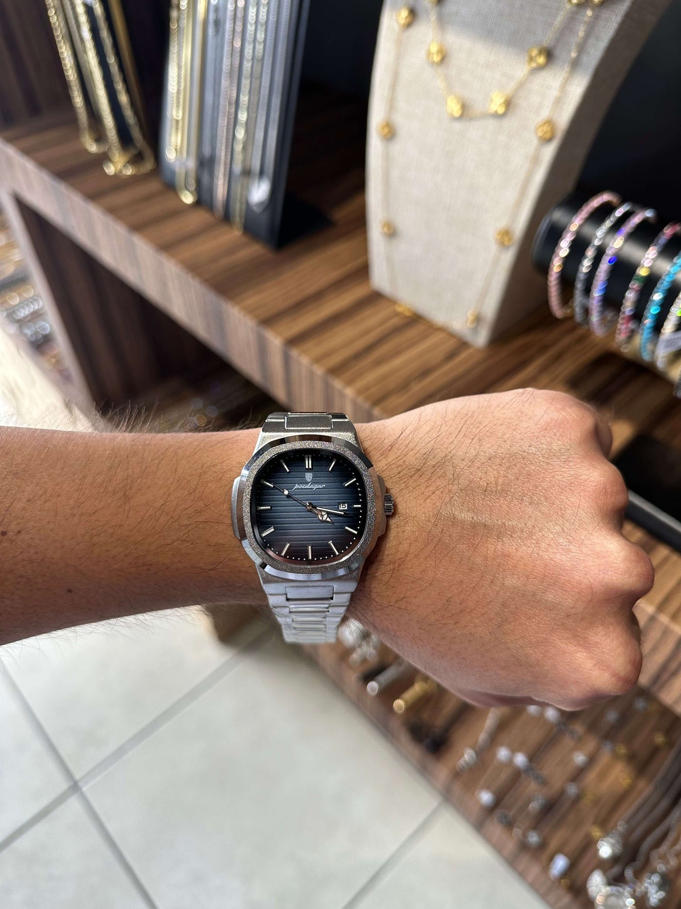 Reloj Plata Fondo Azul All In Men Joyeria