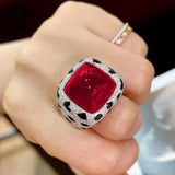 Gemstone Rings  Silver Leopard Print Resizable Rings Wedding Party Fine Jewelry