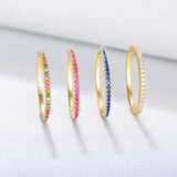 S925 Sterling Silver Colored Zircon Micro-Encrusted Diamond Ins Ring Women's Fashion Temperament Jewelry