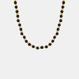 Square titanium steel gold-plated natural black agate stone handmade bead necklace jewelry for women
