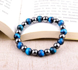 Royal Blue Tiger Eye Bracelet Men's Simple Obsidian Couple Friendship Bracelet（B200036 B200037）