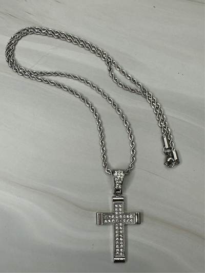 Cadena con Dije Cruz Zirconias Plana 5 cm All In Men Joyeria