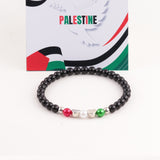 Palestine Flag Color Matching Silver Beads, Red and Green Beads, Acrylic Letter Beads, Flag Bracelet