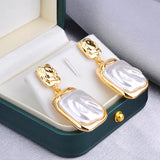 Elegant square pleated earrings, light luxury, niche personality, high-end feeling, retro earrings