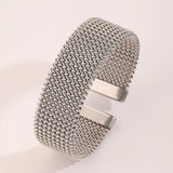 Ladies' textured embossed titanium steel bracelet, plated with 18K gold