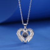 Heart shaped diamond projection in 100 languages, I love you necklace, fashionable, luxurious, high-end, collarbone chain