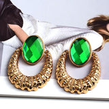 Earrings New Oval Alloy Crystal Diamond Jewelry Round