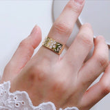Foxanry 925 Stamp Wide Rings for Women INS Fashion Elegant Sweet Creative Flowers Design Party Jewelry Birthday Gifts