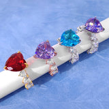 Jewelry hip hop colored zircon heart shaped ring 18k gold plated white gold women's love ring
