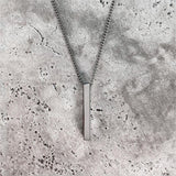 Classic Rectangle Pendant Necklace men Stainless Steel Black color Cuban Chain Necklace For Men Jewelry Gift