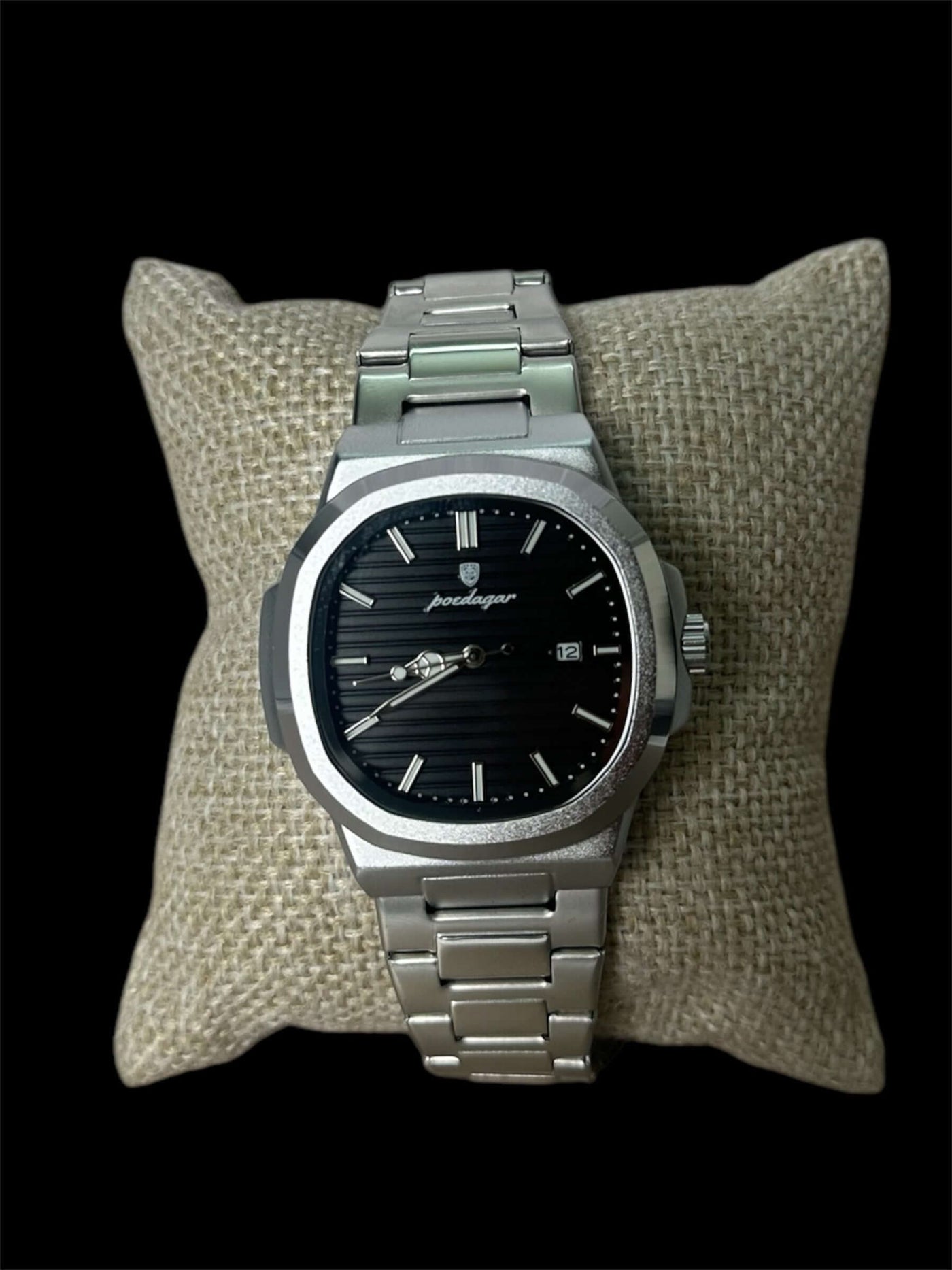 Reloj Plata Fondo Negro All In Men Joyeria