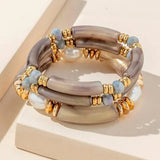 New Chinese style natural freshwater pearl acrylic bracelet set of three pieces