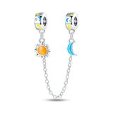 Safety buckle sun and moon shining safety chain copper plated 925 silver bracelet accessory