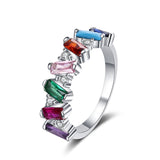 S925 Sterling Silver Inlaid Natural Turquoise Color Treasure Ring European And American Fashion Women's Color Diamond Ring