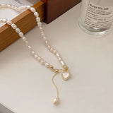 Beating Heart Natural Freshwater Pearl Love Shell Tassel Necklace Female Light Luxury Niche High-End Collarbone Chain