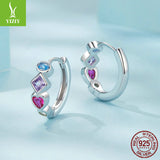 Silver Charm New Exquisite Sweet Color Zirconia Splicing Ear Buckle European and American Fashion Versatile s925 Pure Silver Earrings