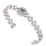Copper inlaid zircon couple bracelet hollowed out women's bracelet