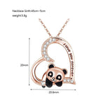 Heart Shaped Rhinestone Pendant Alloy Painted National Treasure Panda Necklace