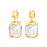 Elegant square pleated earrings, light luxury, niche personality, high-end feeling, retro earrings