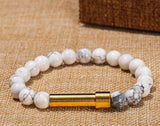 Natural Lapis Lazuli Bead Couples Bracelet Women Men Hollow Stainless Steel Put Secret Message Tube Notes Charm Hand Jewelry