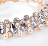 Ladies Thick Chain Necklaces - Artificial Pearl, Rhinestone Drop Damas, Fashionable Gold 35cm Fashionable Necklaces Jewelry 1pc For Wedding