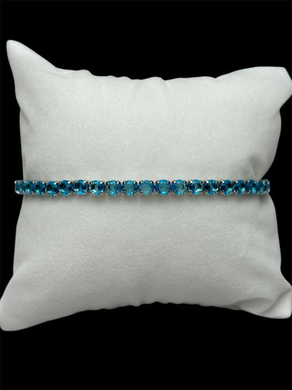 Pulsera Tenis 3 mm Azul Cielo All In Men Joyeria