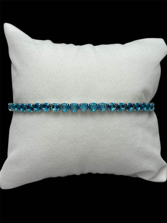 Pulsera Tenis 3 mm Azul Cielo All In Men Joyeria