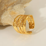 Irregular line stainless steel ring for women