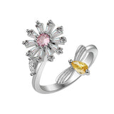Personality Versatile Rotatable Adjustable Relief Anxiety Stress Silver Plated Zircon Ring