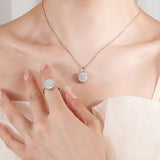 Sunflower Rotating Open Ring Women's Micro inlaid Zirconia Flower Fashion Personality Temperament Finger Ring Ring