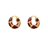 Light luxury, high-end temperament, enamel ear buckle design, popular earrings, French drop glazed leopard print circle earrings