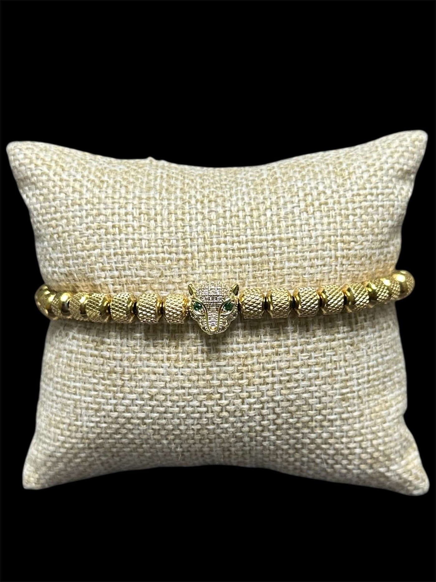 Pulsera Perlas Dorada Tigre Acero Inoxidable All In Men Joyeria