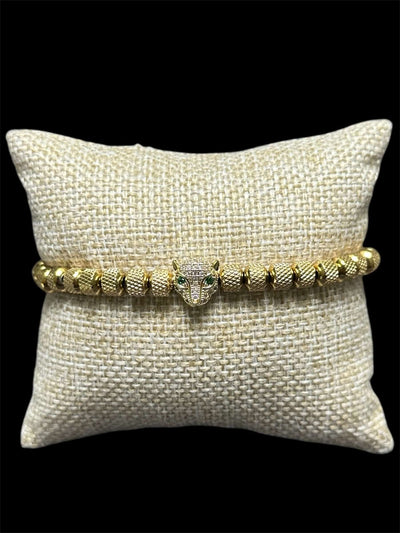 Pulsera Perlas Dorada Tigre Acero Inoxidable All In Men Joyeria