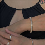 Stainless Steel 18K Gold Plated Trendy Jewelry Bling Round Cubic Zirconia Tennis Chain Bracelet For Women
