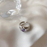 Niche design sense zircon love flower ring set female retro personality simple and versatile temperament ring with adjustable opening